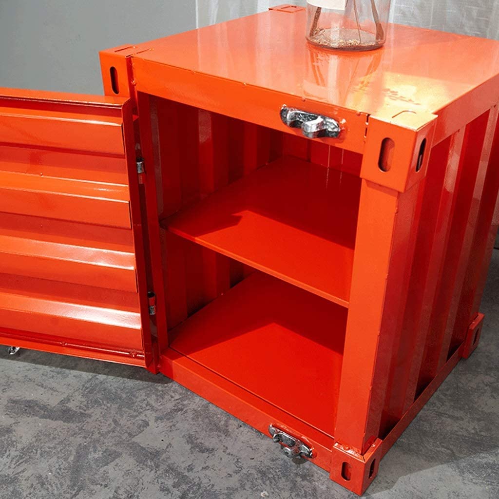 Mesita De Noche Mesita De Noche De Hierro Forjado, Contenedor De Mesita De Noche Industrial Con Cerradura, Armario De Almacenamiento Creativo, Mesita De Noche Para Dormitorio, Mesa Auxiliar Pequeña