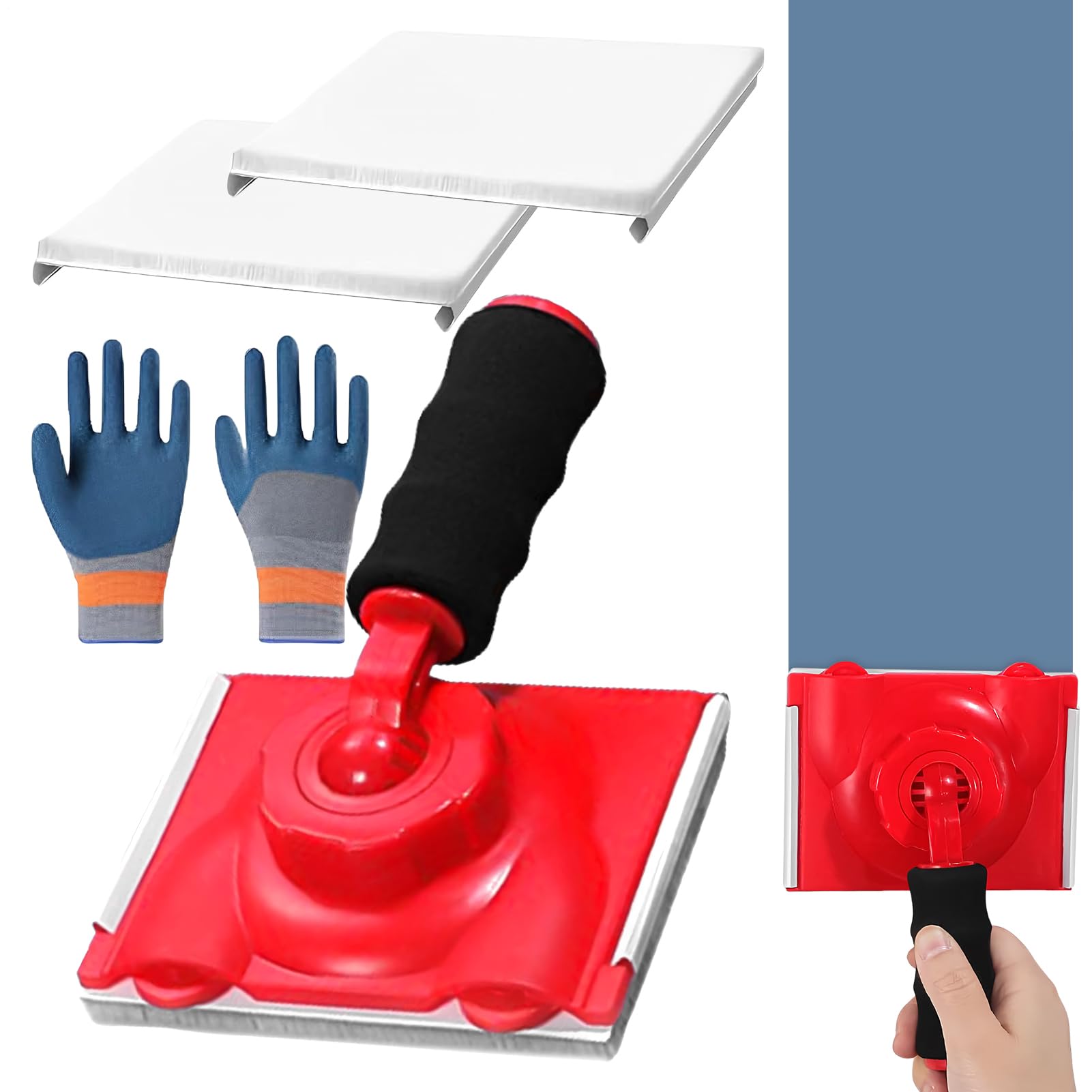Herramientas de borde de color para paredes | Herramienta ergonómica de borde de color - con cojín de repuesto y guantes, diseñados para cumplir con los requisitos de pinturas cuidadosas incluyen este