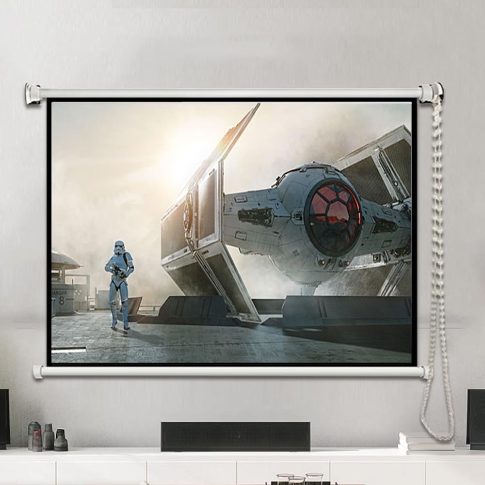 40" 50" 60" 72" Écran De Projection 4K HD Projecteur Portable Écran De Film Manuel Déroulant pour Affichage Public Intérieur Extérieur(40inch-16:9)
