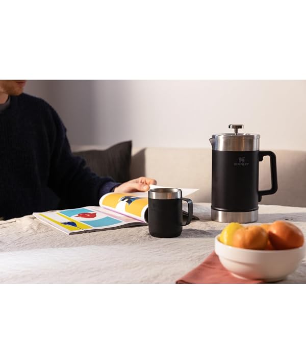 STANLEY Classic Stay-Hot French Press Coffee Maker 48 oz | 5 Minute Brew, 4 Hours Hot | Mesh Filter for Coffee Grounds | Insulated Stainless Steel French Press | BPA-Free | Black 2.0 by STANLEY - Image 2