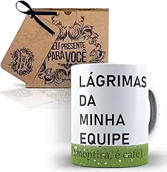 Caneca Lagrimas da Minha Equipe, Cerâmica Branca, Mensagem Engraçada para Escritório, com Caixinha de Presente