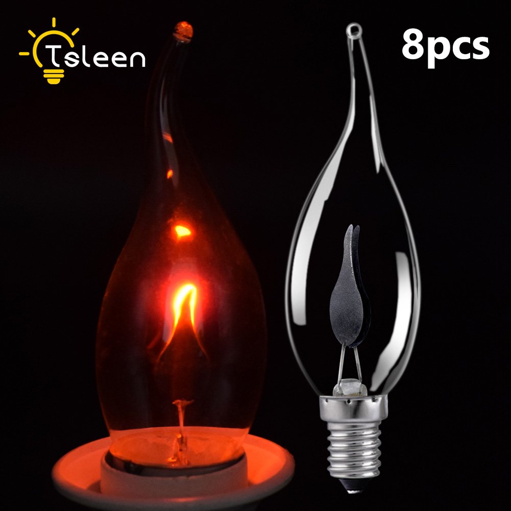 YCDC Dynamic Flame Effect Tail Chandelier Light E14 3W LED Bulb Kitchen Lamps X8