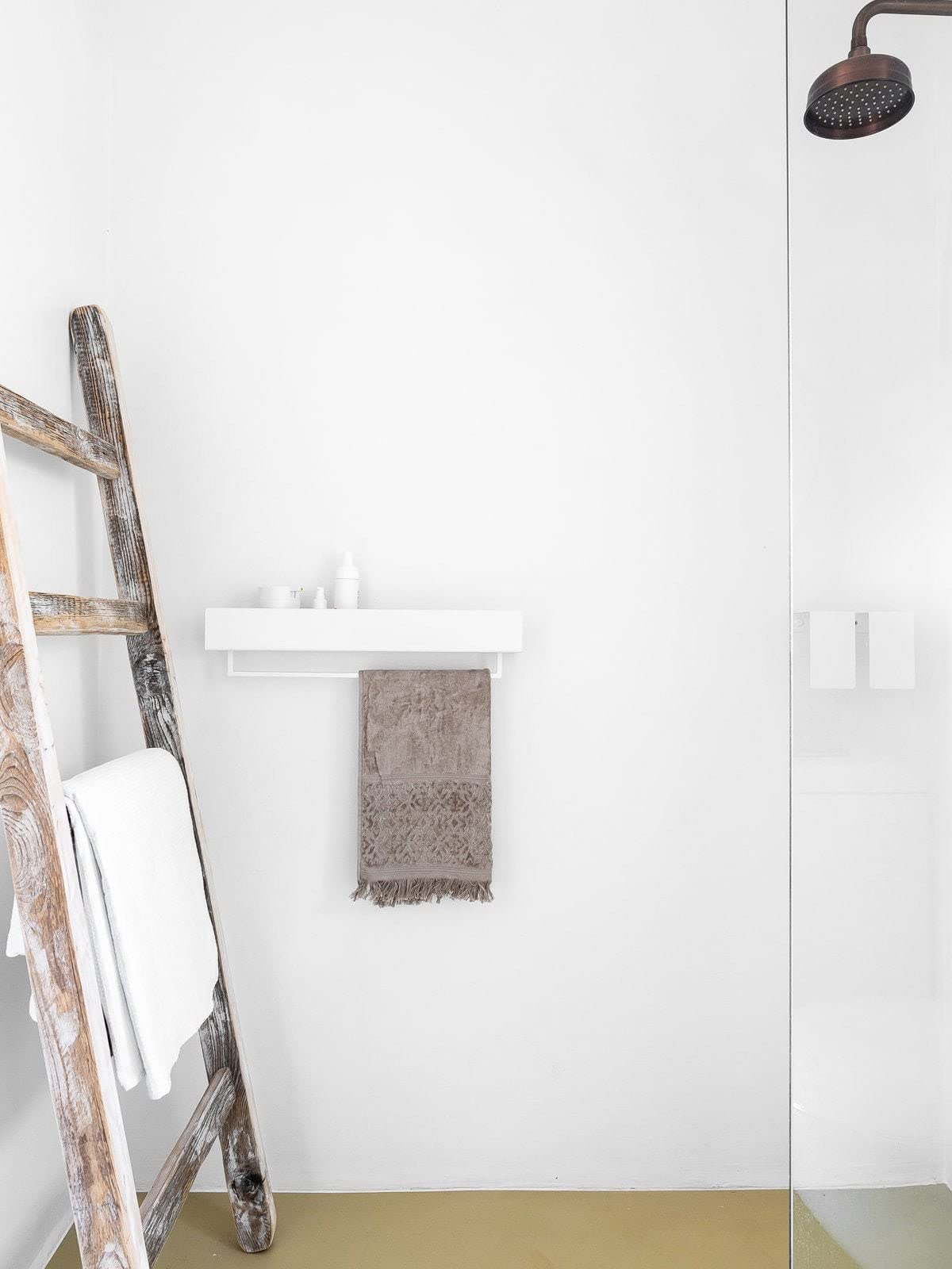 DABSTORY Toallero con estante, 40 cm, toallero de acero inoxidable, montaje en pared, para baño y cocina, accesorios, almacenamiento, baño, Vasca, color blanco, 40 cm