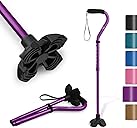 KINGGEAR F1 Walking Stick, Walking Cane for Women & Men, Self Standing Walkers for Seniors with Wrist Strap, Lightweight & Sturdy Offset EVA Handle and Large Quad Base