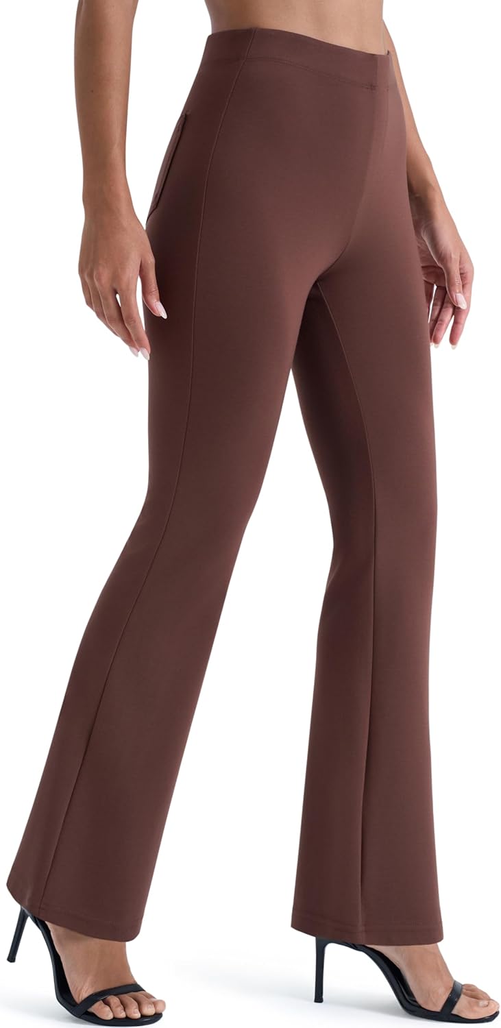 AFITNE Stretchy Womens Work Dress Pants Pull On Flare Business Casual Slacks with Pockets 29”/31” - Image 3