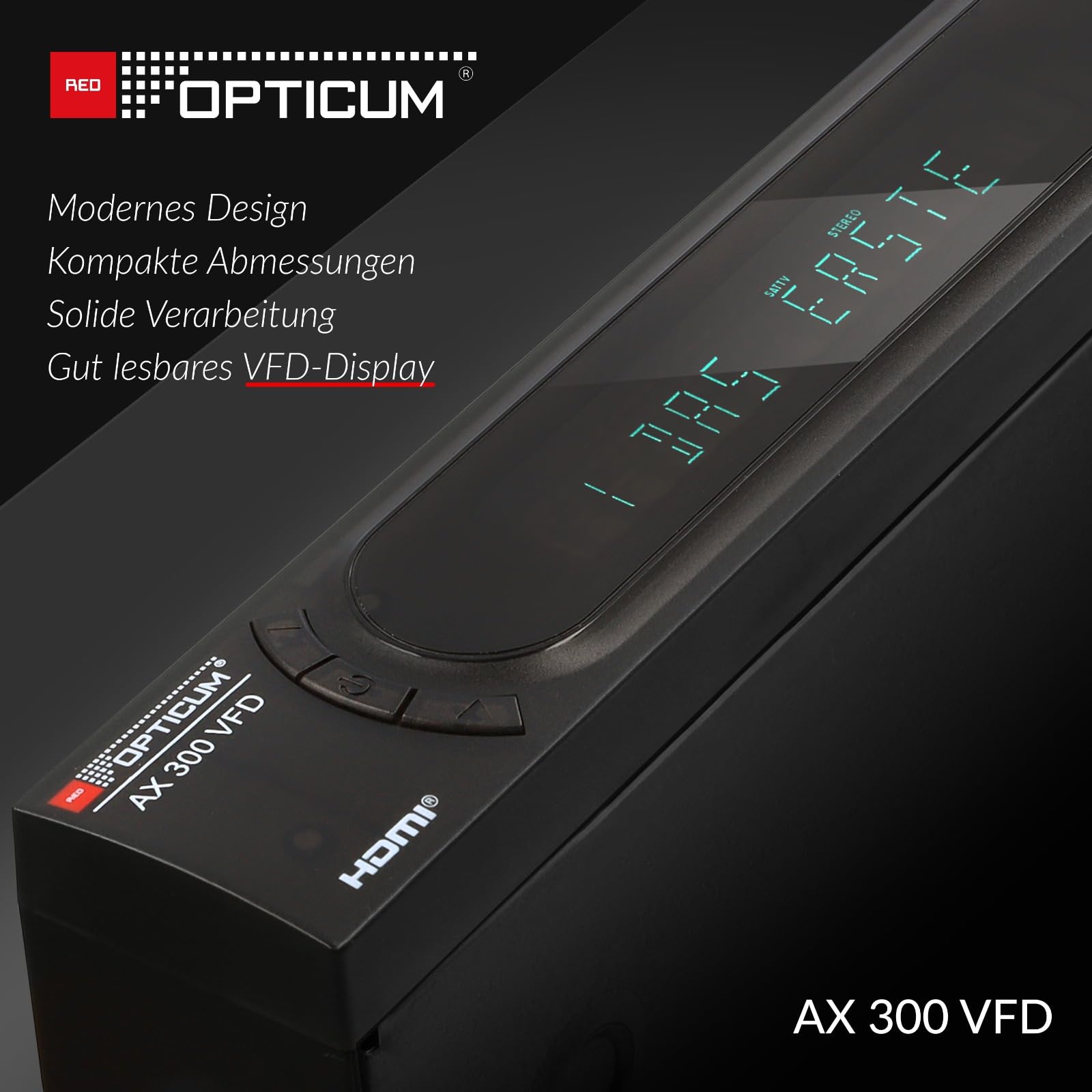 OPTICUM HD Sat Receiver AX 300 VFD Display PVR Ready USB TV Aufnahme HDMI SCART Coaxial Digital TV Receiver