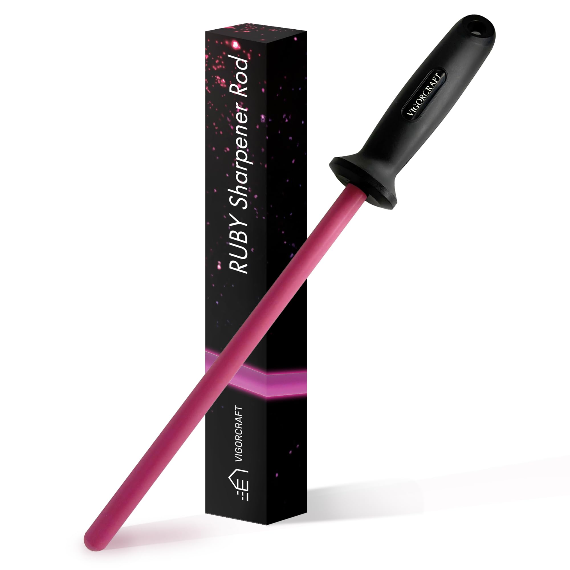 VIGORCRAFT Ruby Sharpener Rod: Durable Knife Sharpener, Harder Than Steel Honing Rod, Japan Product