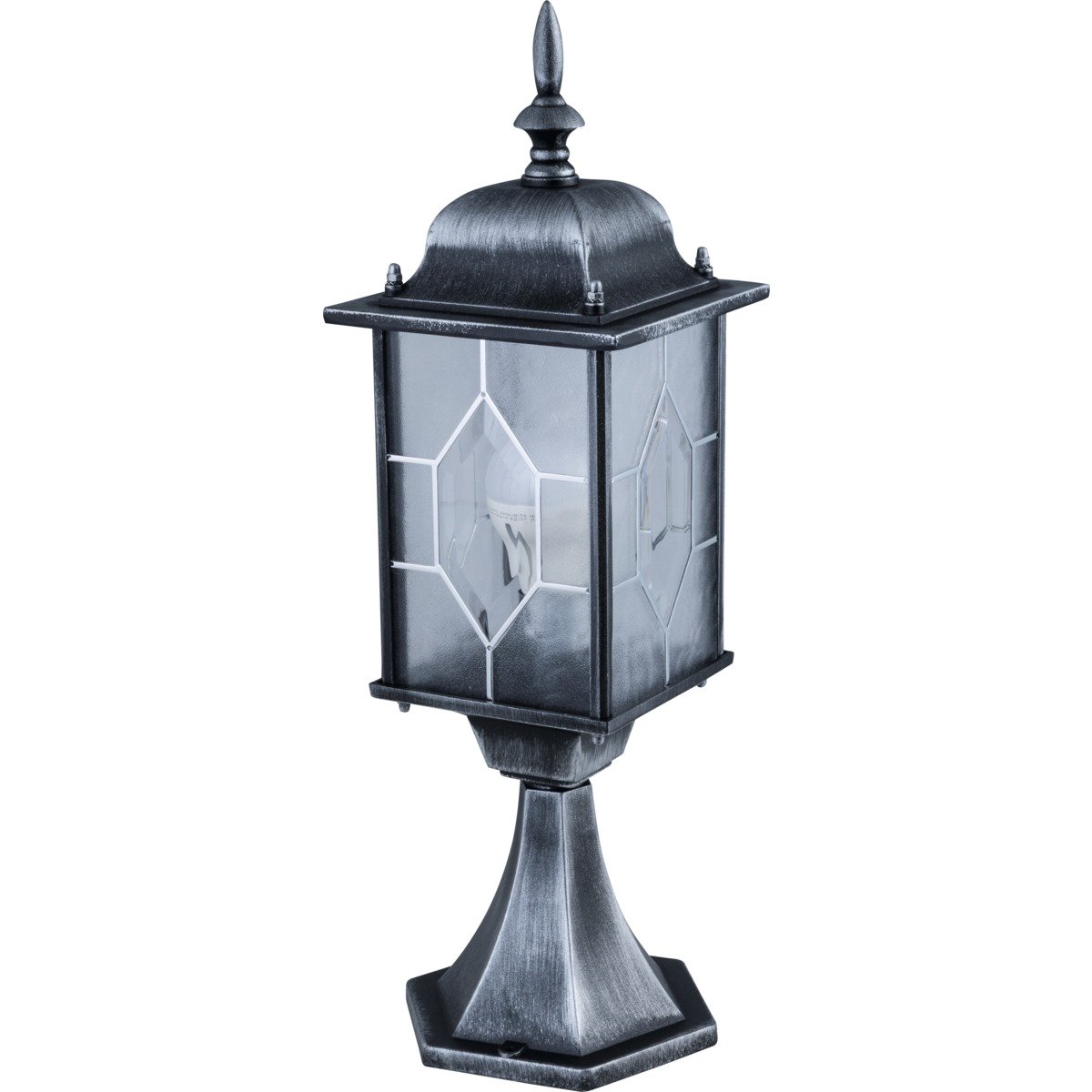 Konstsmide Milano 7246 Sockelleuchte (B: 16cm T: 16cm H: 51cm, 1x75W, IP43) schwarz/silber