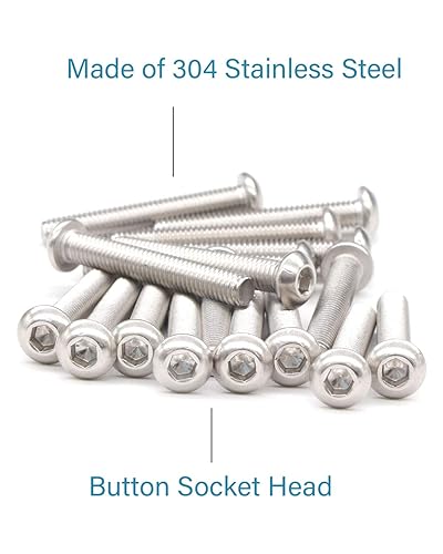 Miniatura 4 de Tornillos de cabeza de botón M8 x 2" (5 piezas) 18-8 Acero inoxidable 304 Allen Tornillo de máquina de rosca completa ISO7380  por IMSCREWS