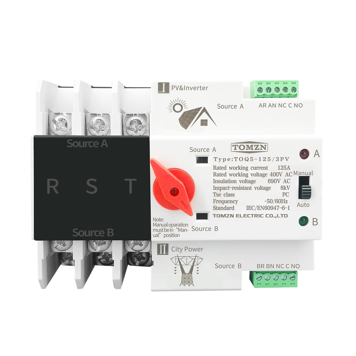 Magnetotermico,Interruttori Automatici 2p 3p 4p.Guida DIN.ATS. For PV. E Inverter Dual Power Automatic Transfer Selector Switch Ininterrotti 63A 100A 125A(4,100A)
