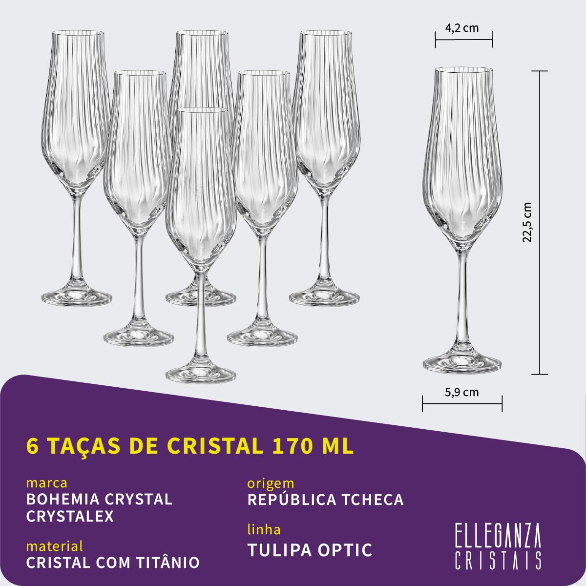Bohemia Tulipa Optic Sektgläser Kristallglas Sektglas 170 ml 6er Set