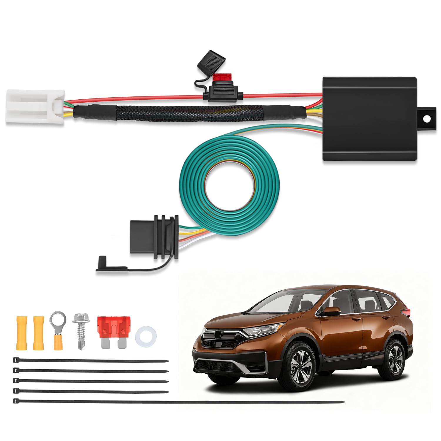 Motoforti Vehicle Side 4-Pin 4 Way Trailer Wiring Harness Trailer Converter, For Toyota Avalon RAV4 2013 2014 2015 2016 2017 2018, Plastic, Rubber