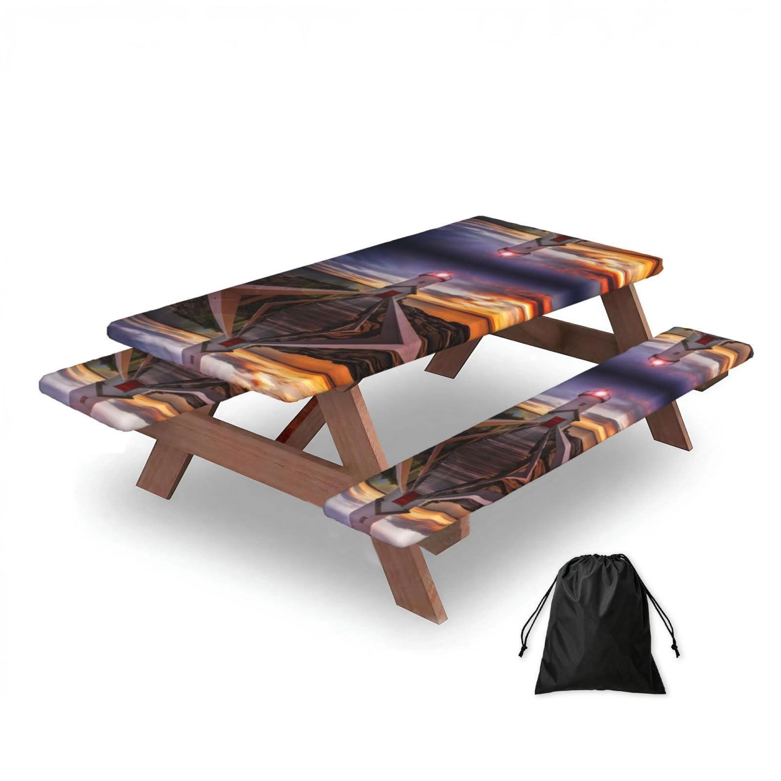 Lighthouse Rectangular water-repellent picnic tablecloths, outdoor camping, picnic, BBQ