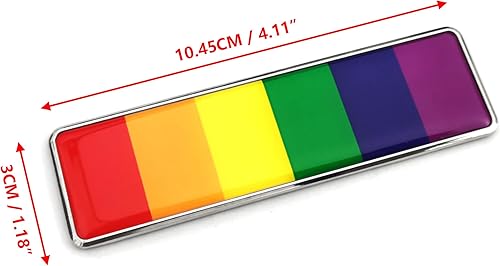 Miniatura 5 de Un par de calcomanías de metal 3D con emblema de arco iris, calcomanías de orgullo universales para el hogar y la oficina, 4.114 x 1.181 in