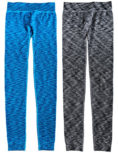 Caramel Cantina Juniors 2 Pack Tri Blend Leggings (Small/Medium Tall, Blue/Black)