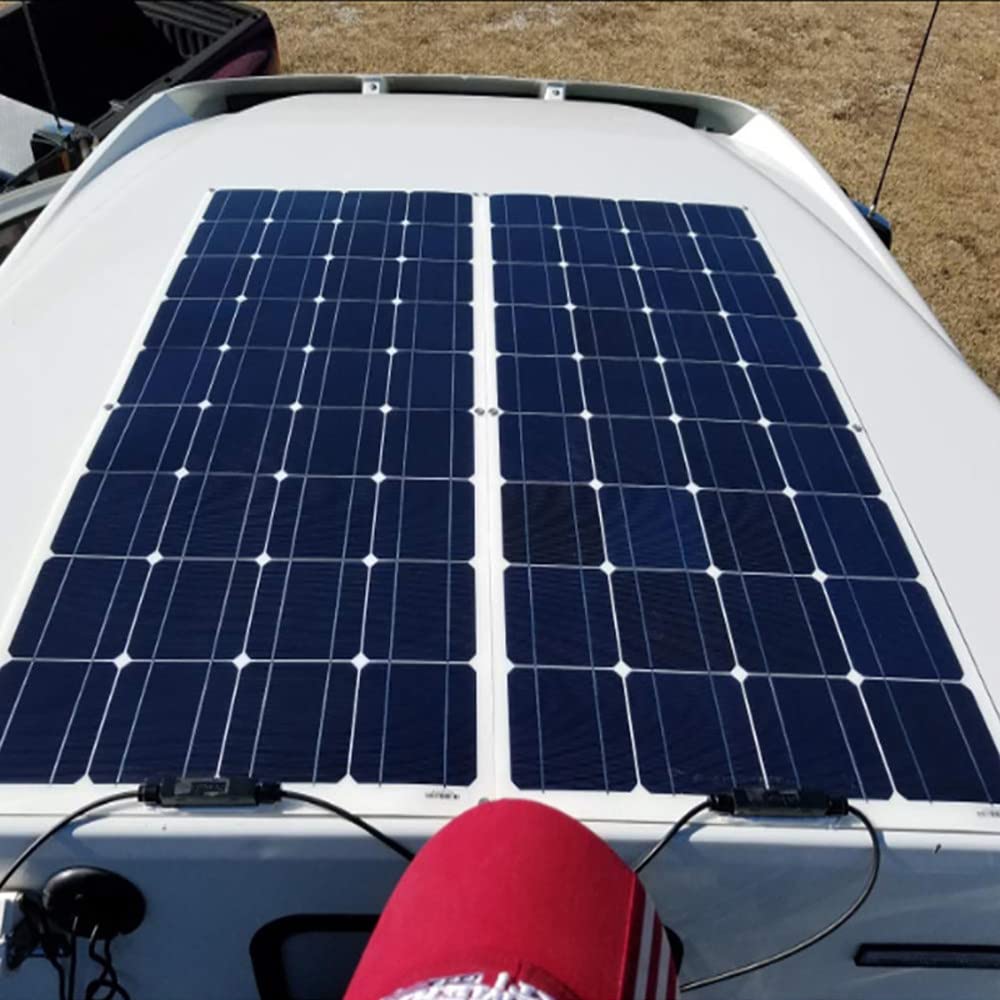 Kit Pannello Solare 18V 400W, 2 Pezzi Pannello Solare Flessibile Monocristallino Ad Efficienza off-Grid con Regolatore 30A/40A/50A/60A, per Tetto Camper Barca Auto 40A