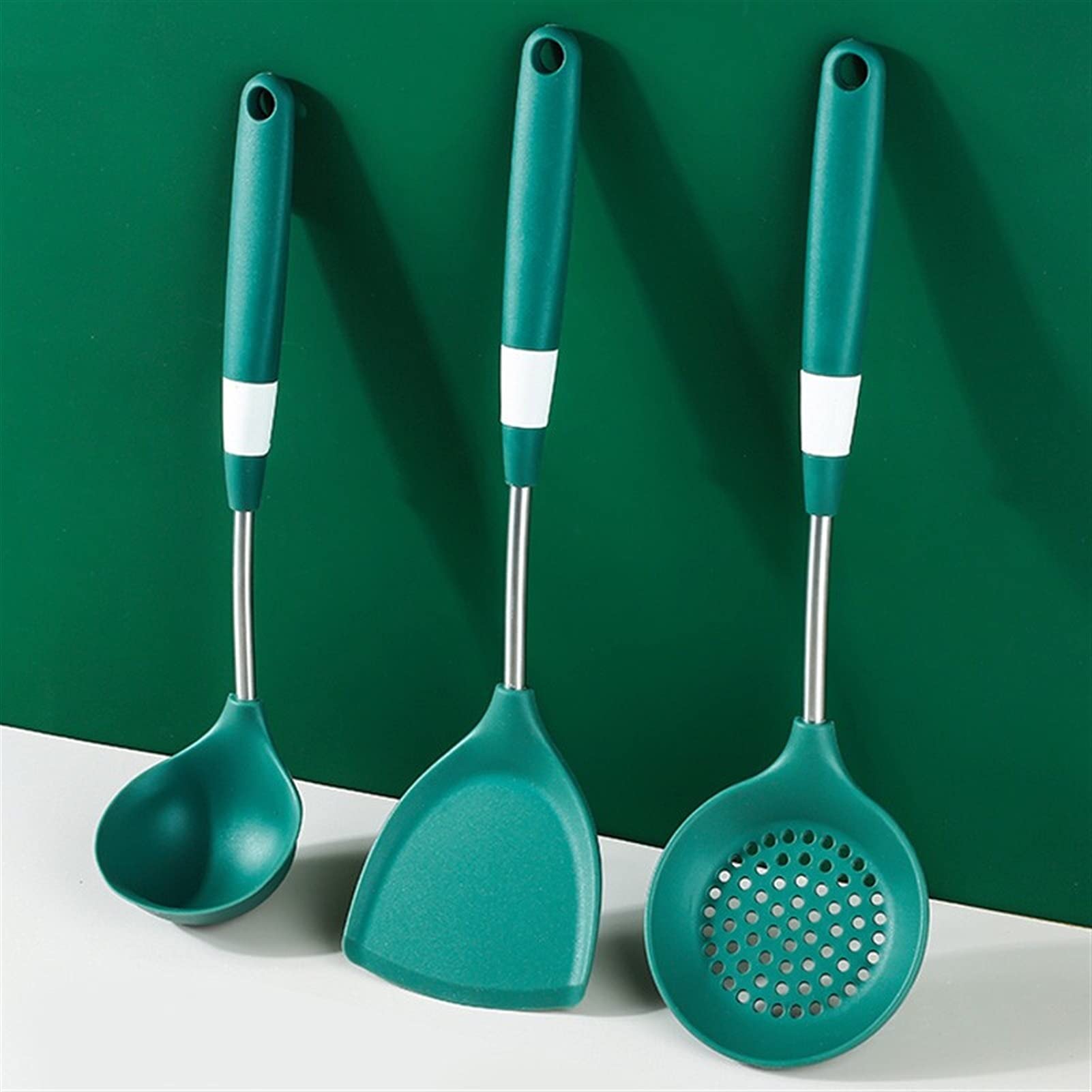 Spatula Juego de espátulas de cocina diarias de silicona resistente al calor y acero inoxidable - Espátulas de silicona flexibles for utensilios de cocina antiadherentes - Juego de 3 espátul