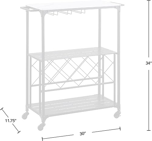 Miniatura 4 de FirsTime & Co. Carrito de barra marmoleado Riesling en blanco y negro, carrito de cocina delgado para servir y café con almacenamiento para licor y