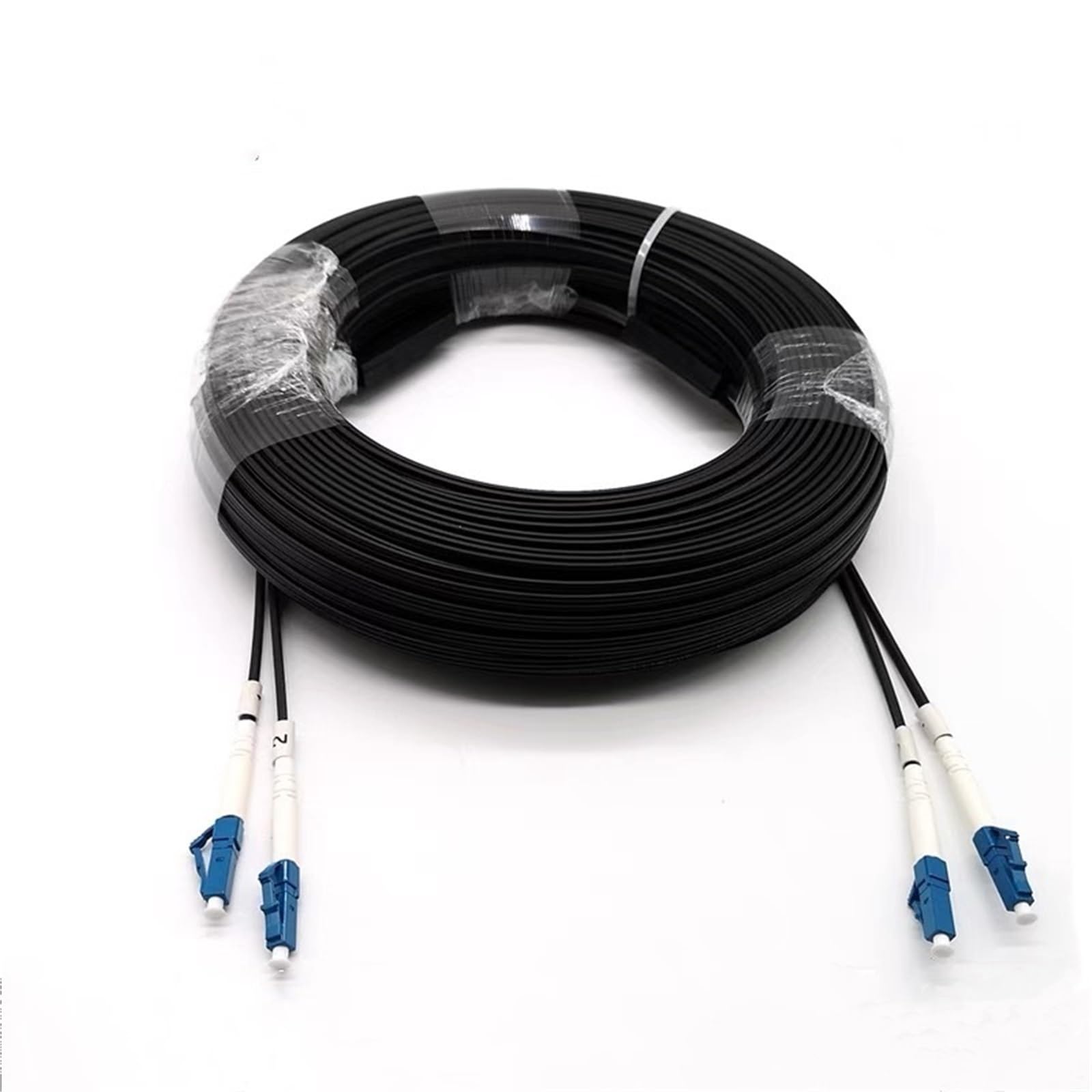 Câble de raccordement à fibre optique extérieur LC-LC Singlemode FTTH G652D 2-fils 3 fils d'acier 100 m 150 m 10 m - 500 m (100 m, noir)