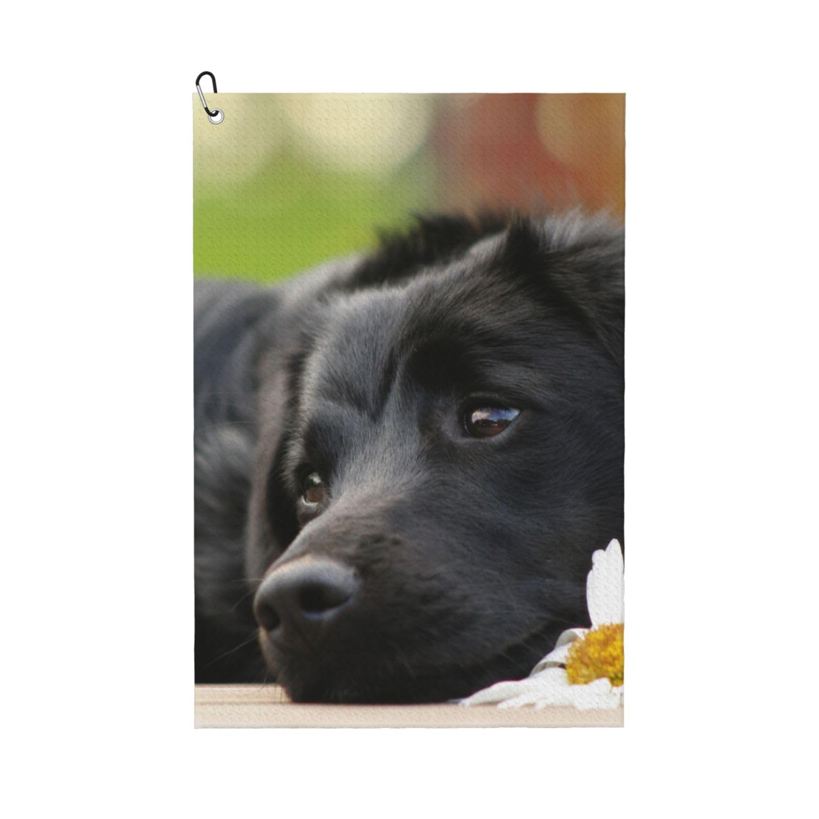 Hnnkloy Black Labrador Chamomile Black Retriever Dogs, 16x24 in Portable Waffle Golf Towels with Carabiner Clip for Golf Bag