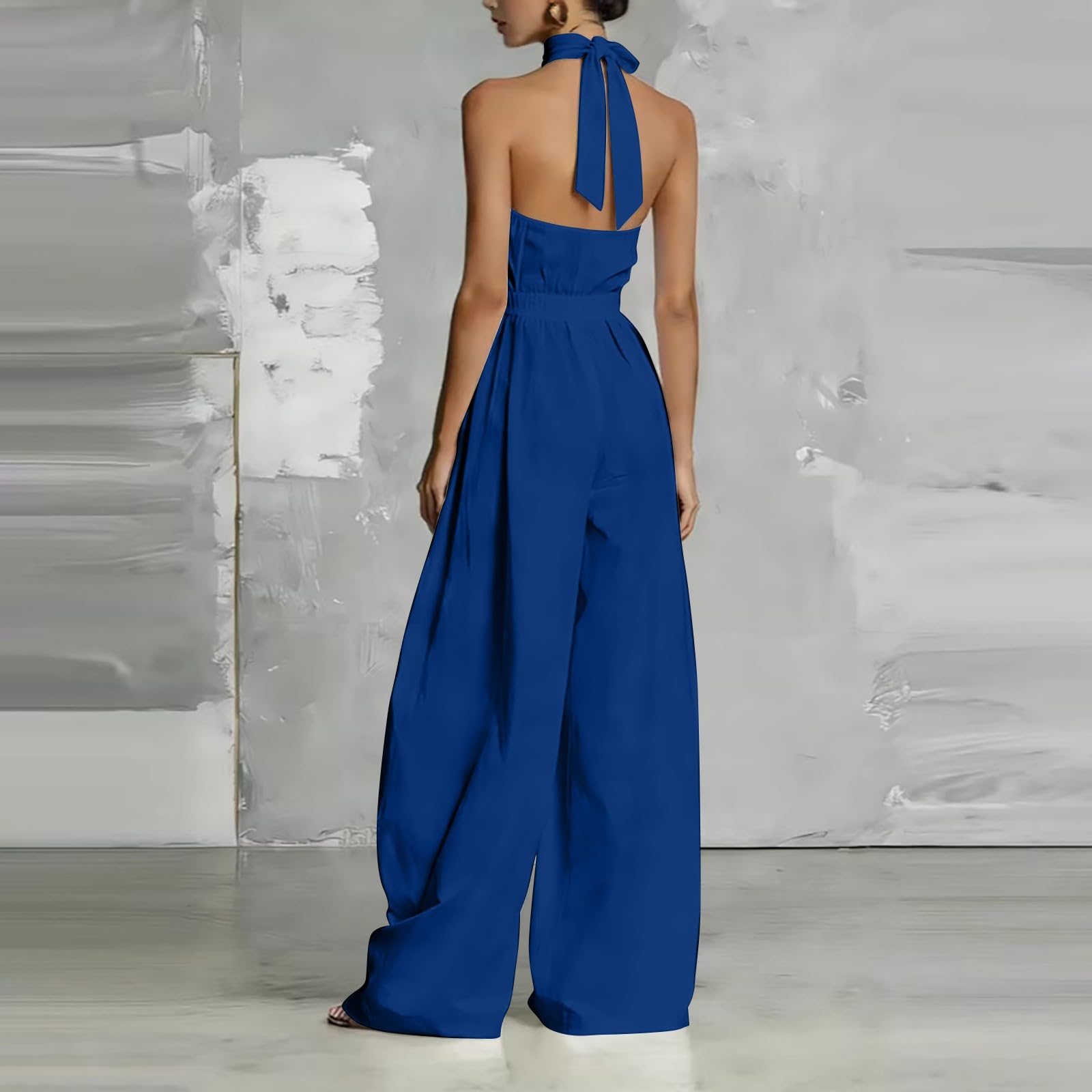 Mono de mujer elegante para boda, traje de pantalón con cuello halter