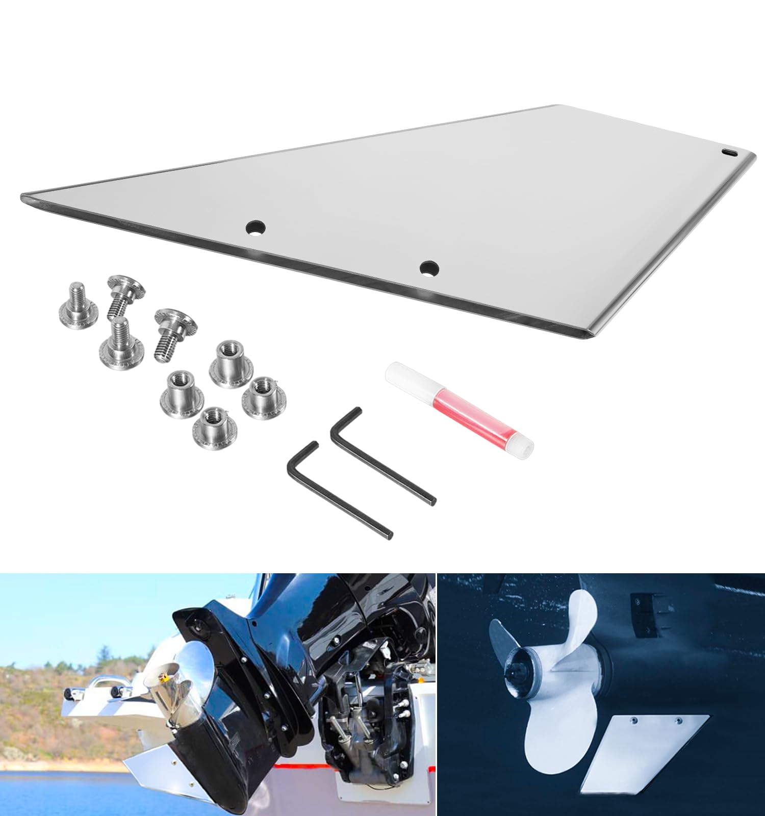 35-SS635 Skeg Protector Guard Kit Fits for Evinrude/Johnson and OMC Cobra Outboard, Damage Skeg Repair Polish Stainless Steel Skeg Cover