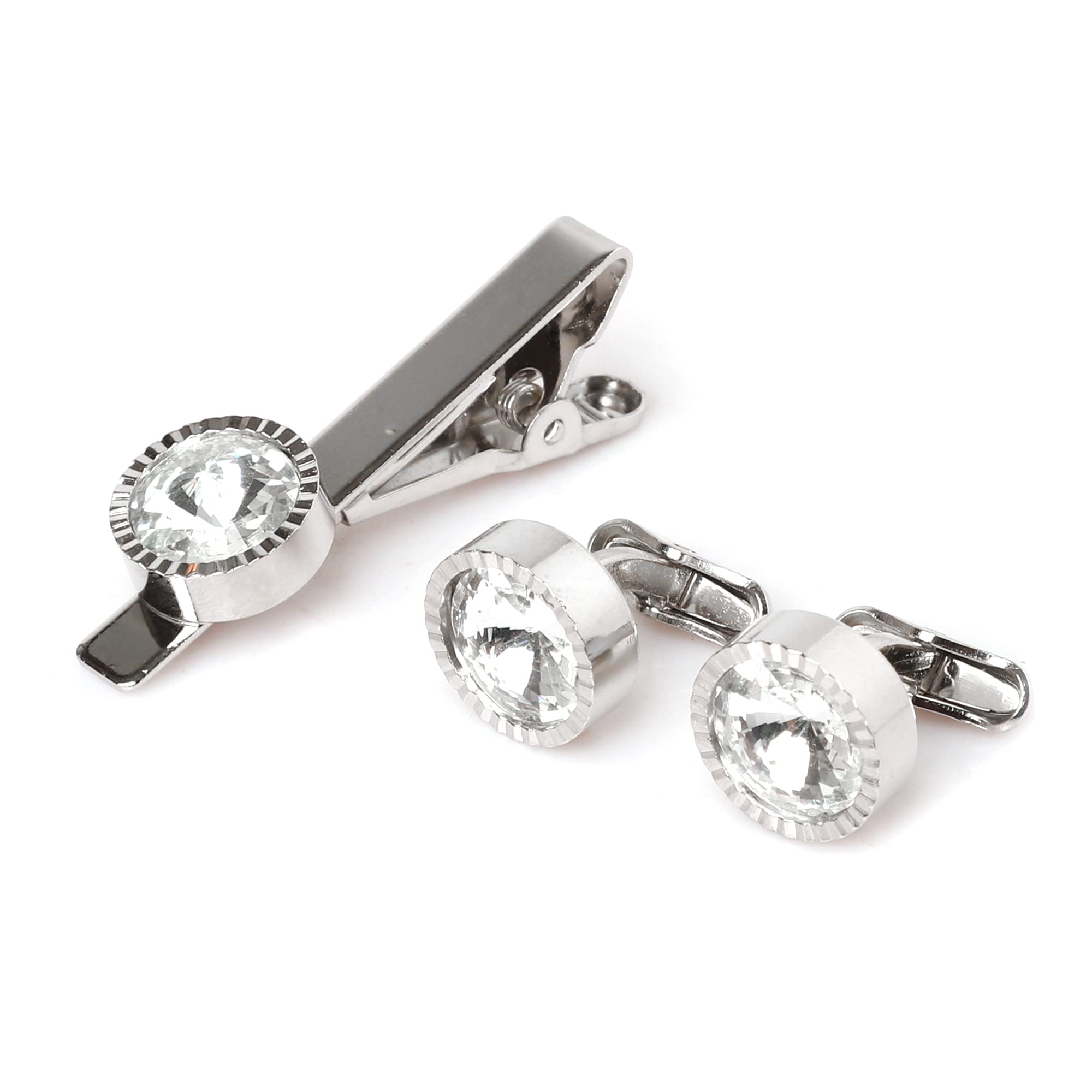 Ollera Brass Premium Color Stone Cufflinks Studs And Tie Pin Set In Wooden Gift Box (White) (B0C39CNDNP) Amazon Price History, Amazon Price Tracker