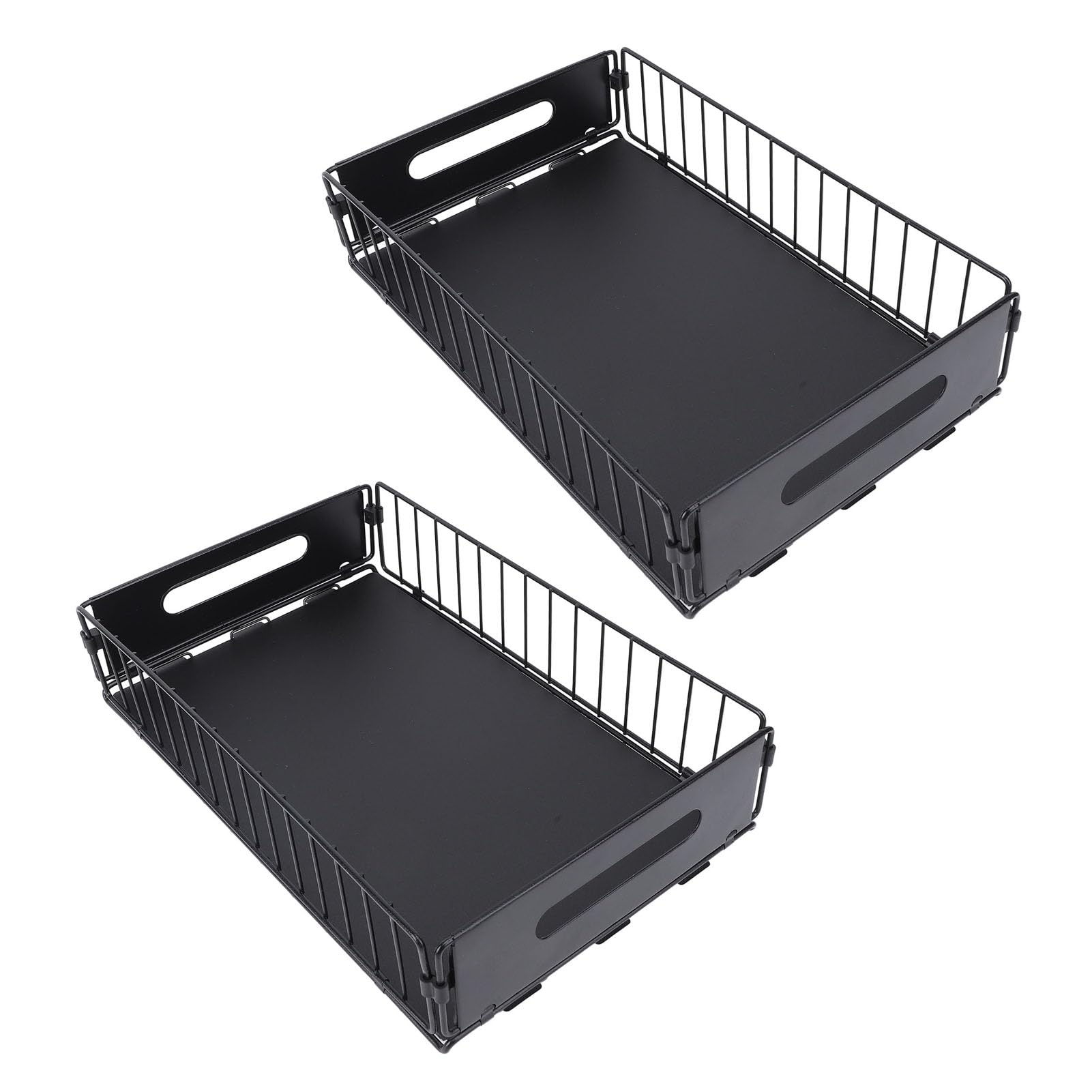 Eujgoov Organiseur d'armoire Extractible, Lot de 2 Paniers Coulissants en Fer pour Cuisine, Salle de Bain, Rangement Sous évier, Support Multifonctionnel avec 38 Pièces pour Casseroles, Poêles,