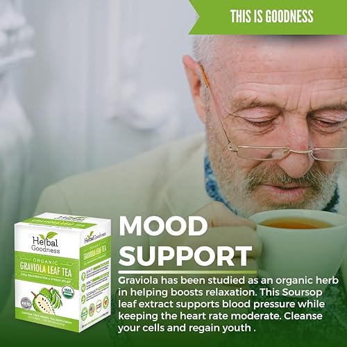 Miniatura 5 de Té de hoja de Graviola - 144 bolsas de té - Té orgánico Hojas de Guanabana, hojas de guanábana orgánica pura, rico en antioxidantes, perfecto para