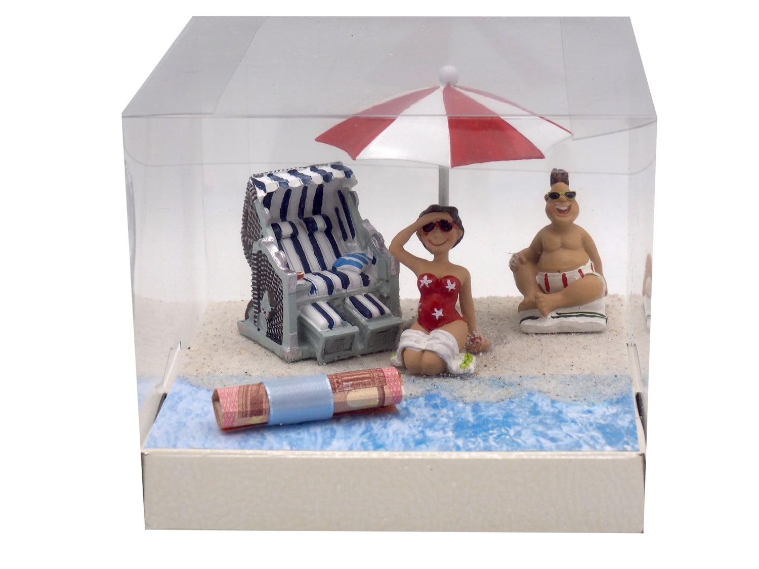 Unbekannt Geldgeschenk Verpackung Geldverpackung Nordsee Ostsee Sonnenschirm Strandkorb Urlaub Reise