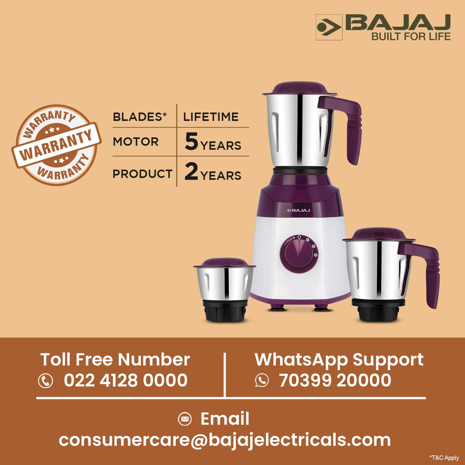 Bajaj Duetto Neo 500W Mixer Grinder