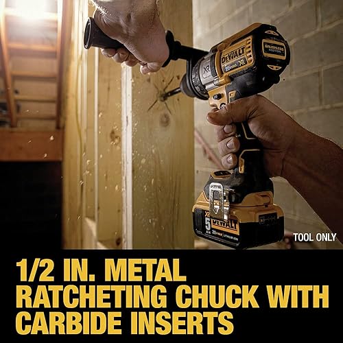 Miniatura 5 de Kit de taladrodestornillador de 3 velocidades sin escobillas con batería de iones de litio dcd991p220V max XR de DeWal