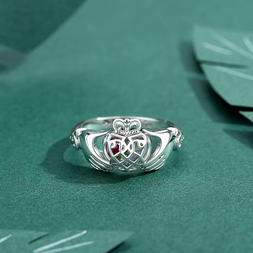 Claddagh Promise Ring For Women - Sterling Silver Friendship Love Ring With Crown, Heart, Hands, Personalized Engraving - View #9
