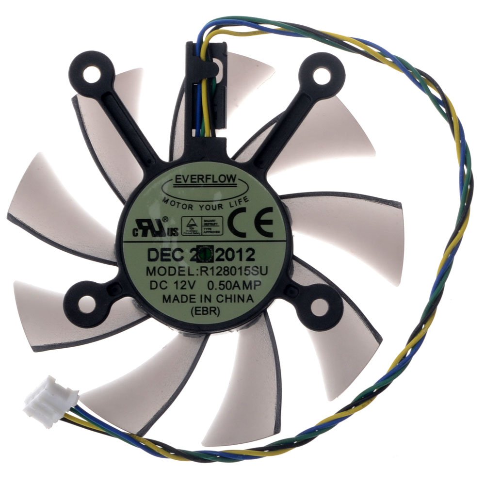 R128015SU Graphics Card Cooling Fan 75mm DC 12V 0.5A 4-Pin Brushless Fan for EAH5830 EAH6850 EAH8600 EAH9800 GTS260 GTS450 GTS460 HD7850