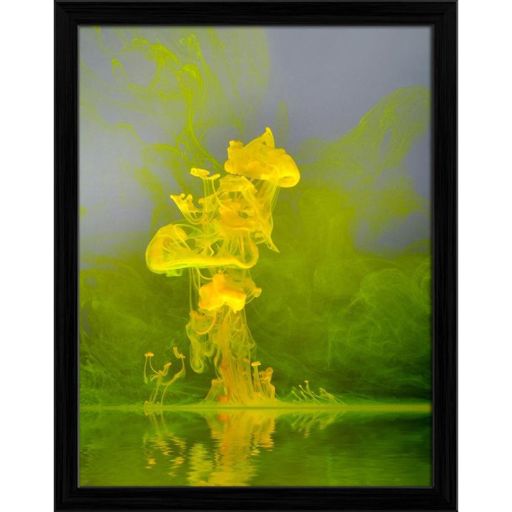 ArtzFolio Abstract Floating Yellow Color Tabletop Painting Black Frame 10 x 12.6 inch (25 x 32 cms)