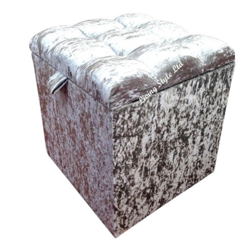 luxisleepltd Cube Storage Ottoman Bench Footrest, for Living Room and Bedroom,Black,Silver,Cream,Crushed Velvet (Pink, Small (L40cm. W40cm, H40cm)