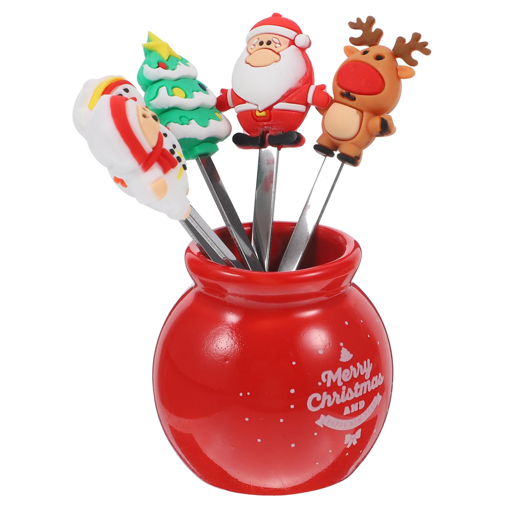 NAMOARLY 1 Set Fruit Fork Set Cocktail Christmas Forks Fruit Forks Fruit Food Sticks Party Dessert Forks Christmas Cake Forks Snack Forks Cocktail Forks Food Forks Sandwich Forks