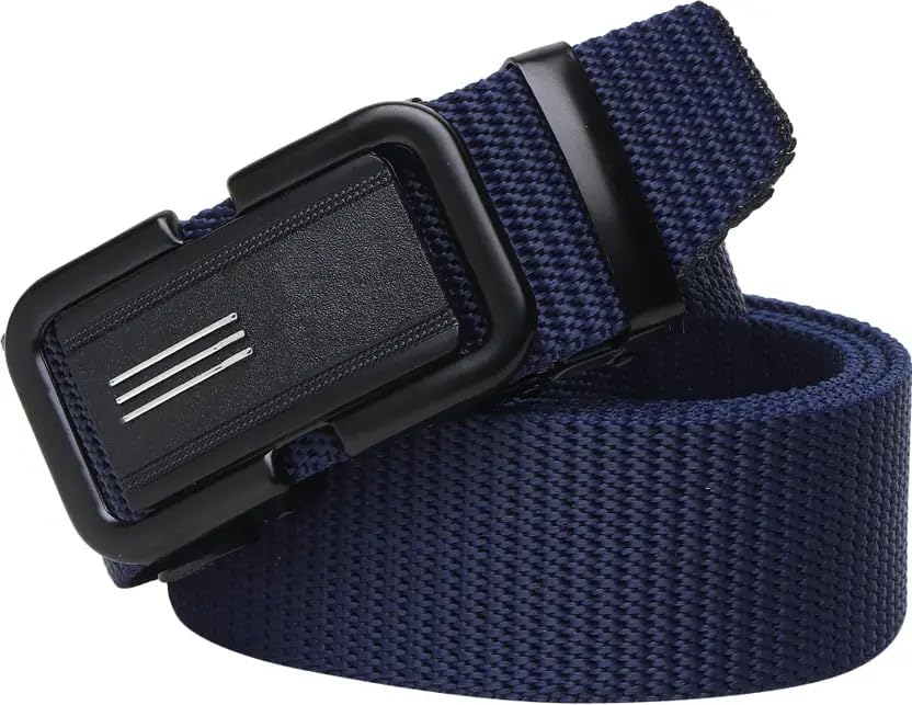 Image of TPM Nylon Canvas Belt with Automatic Buckle, Navy Blue, Adjustable Tactical Military Style