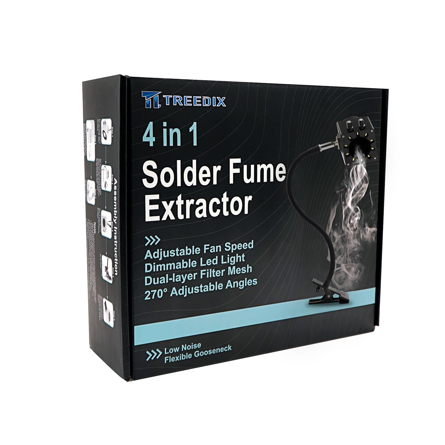 Treedix Extracteur de Fumée de Soudure, Ventilateur d'aspiration de Vapeur de Soudure, avec Lumière LED et Puissance d'aspiration, 15 Filtres à Charbon Actif
