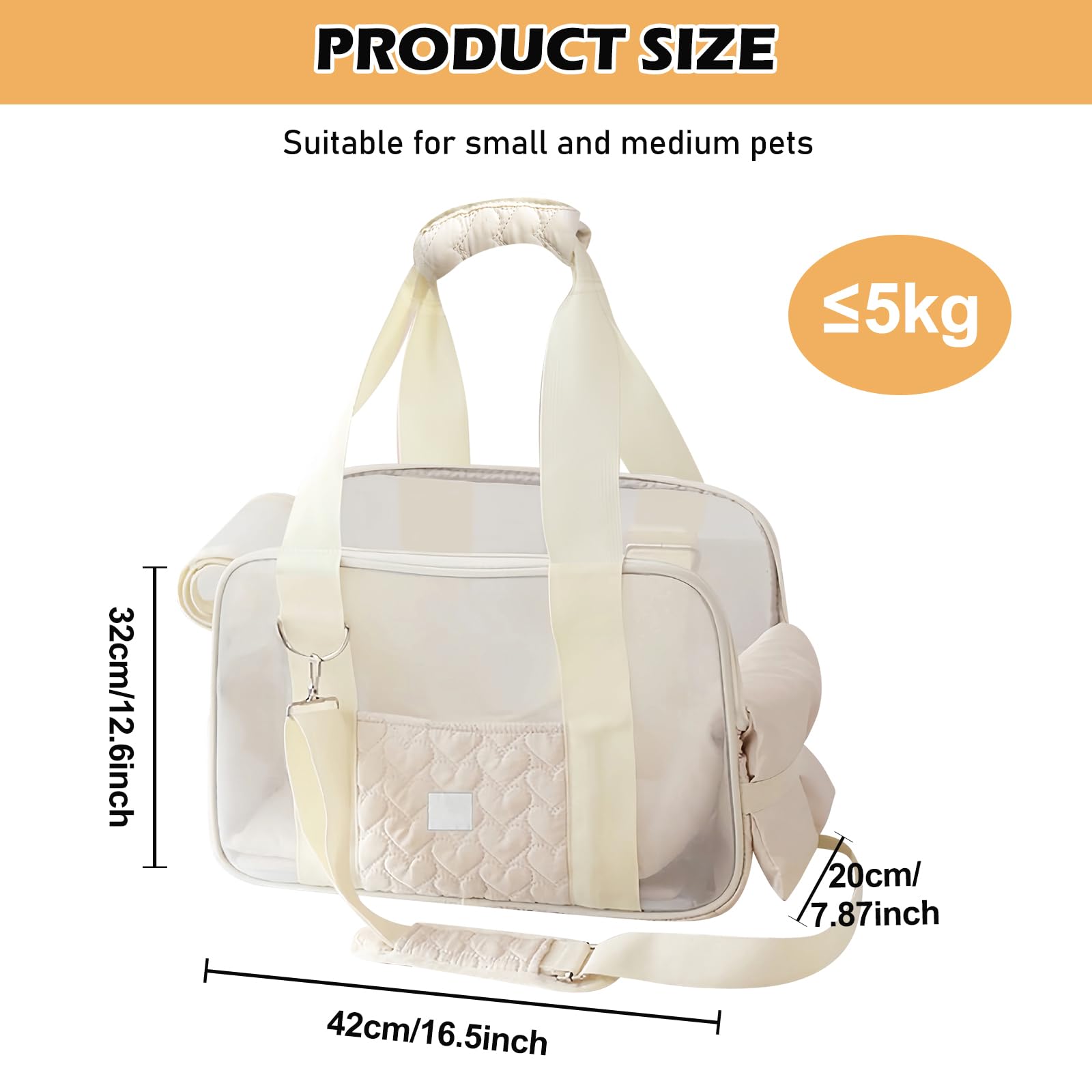 Hundetragetasche bis 5kg, Leichte & Atmungsaktive Hundetasche für Kleine Hunde & Katzen, Tragetasche Hund mit Sicherheitsgurt & Taschen, Ideal für Auto, Reisen, Outdoor