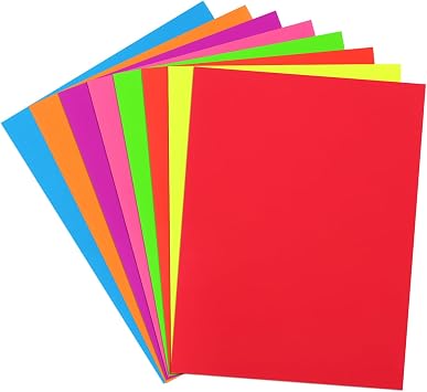 MECCANIXITY Glow in The Dark Card 8 Sheets Blank Neon Card Stock 8"x11" 250gsm Fluorescent Blacklight Paper Printable for Party Dance Floor Ghost Supplies,Assorted Colors
