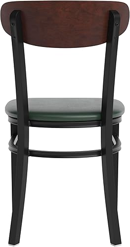Miniatura 211 de Flash Furniture Wright - Silla de comedor de grado comercial, asiento de madera maciza con acabado de nogal y respaldo de boomerang, 500 libras de