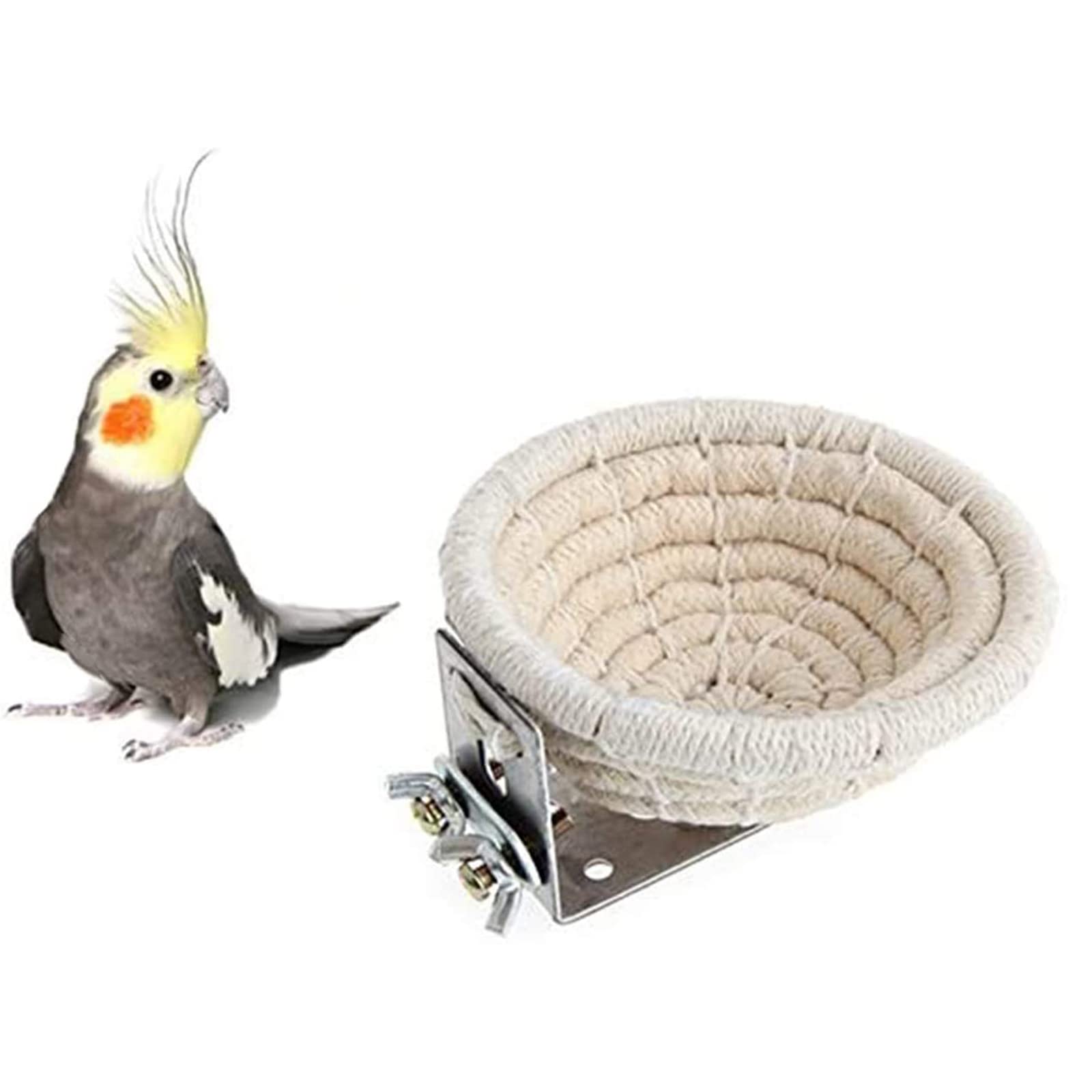 Orgrimmar Cuerda de algodón hecha a mano para nido de pájaros, nido de cría, jaula de casa para periquito, cacatúa, periquito, conure, pinzón canario, tortolito, loro pequeño (1 unidad)