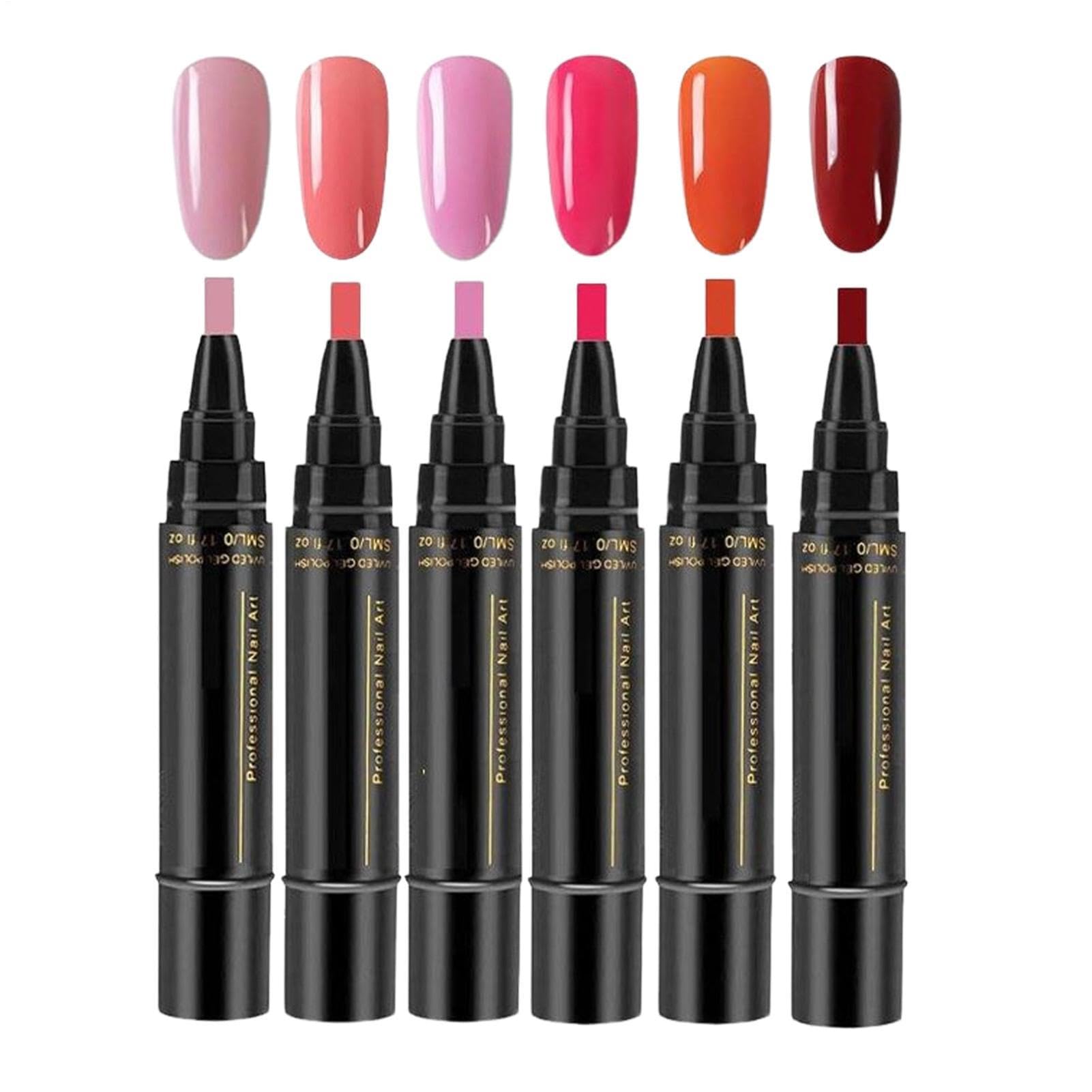 Pennarelli per unghie ad asciugatura rapida, 6 pezzi, strumenti per manicure durevoli, pennarelli per smalto gel, punta fine da 0,7 mm, impermeabili, senza lampada UV, per bambini, donne, adolescenti