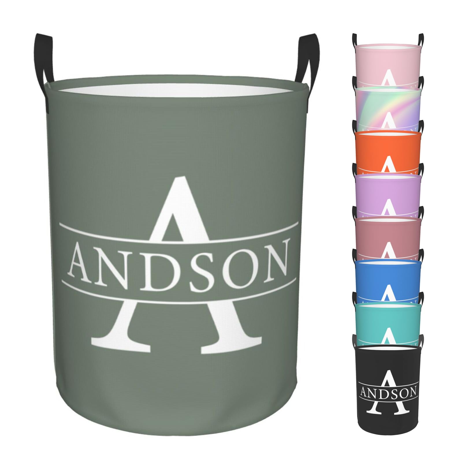 Personalized Laundry Hamper with Name Custom Laundry Basket for Kids Adults Customized Storage Basket with Handle for Bathroom Living Room Bedroom