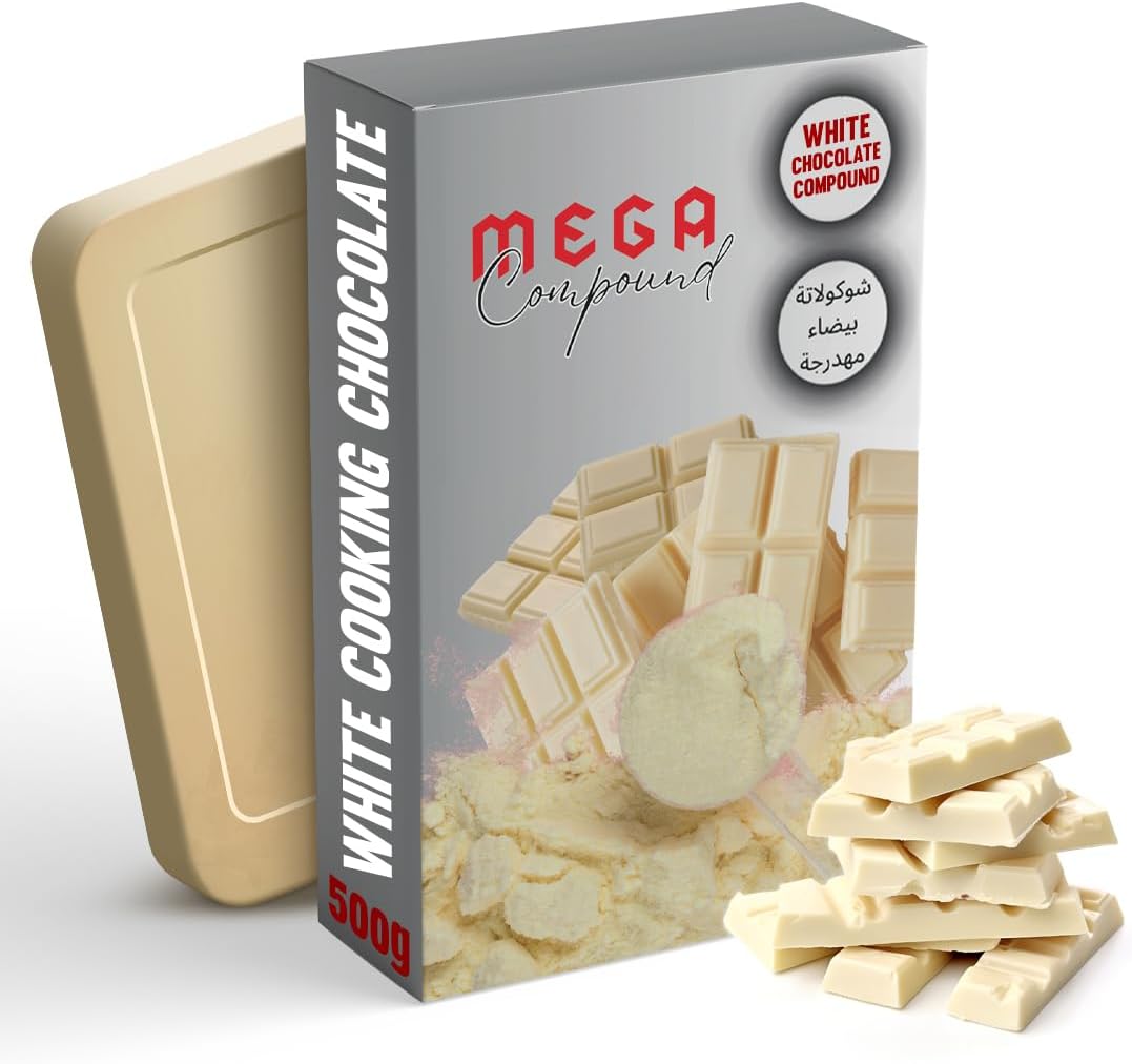Mega White Chocolate Compound Block/Bar 500g - Premium Cooking Chocolate for Baking, Desserts, Cakes, Cookies, and Confectionery