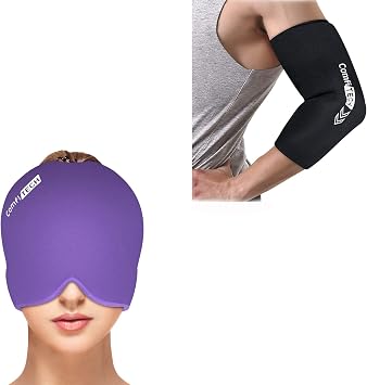 ComfiTECH Headache Relief Hat Migraine Cap & Elbow Ice Pack for Tendonitis and Tennis Elbow