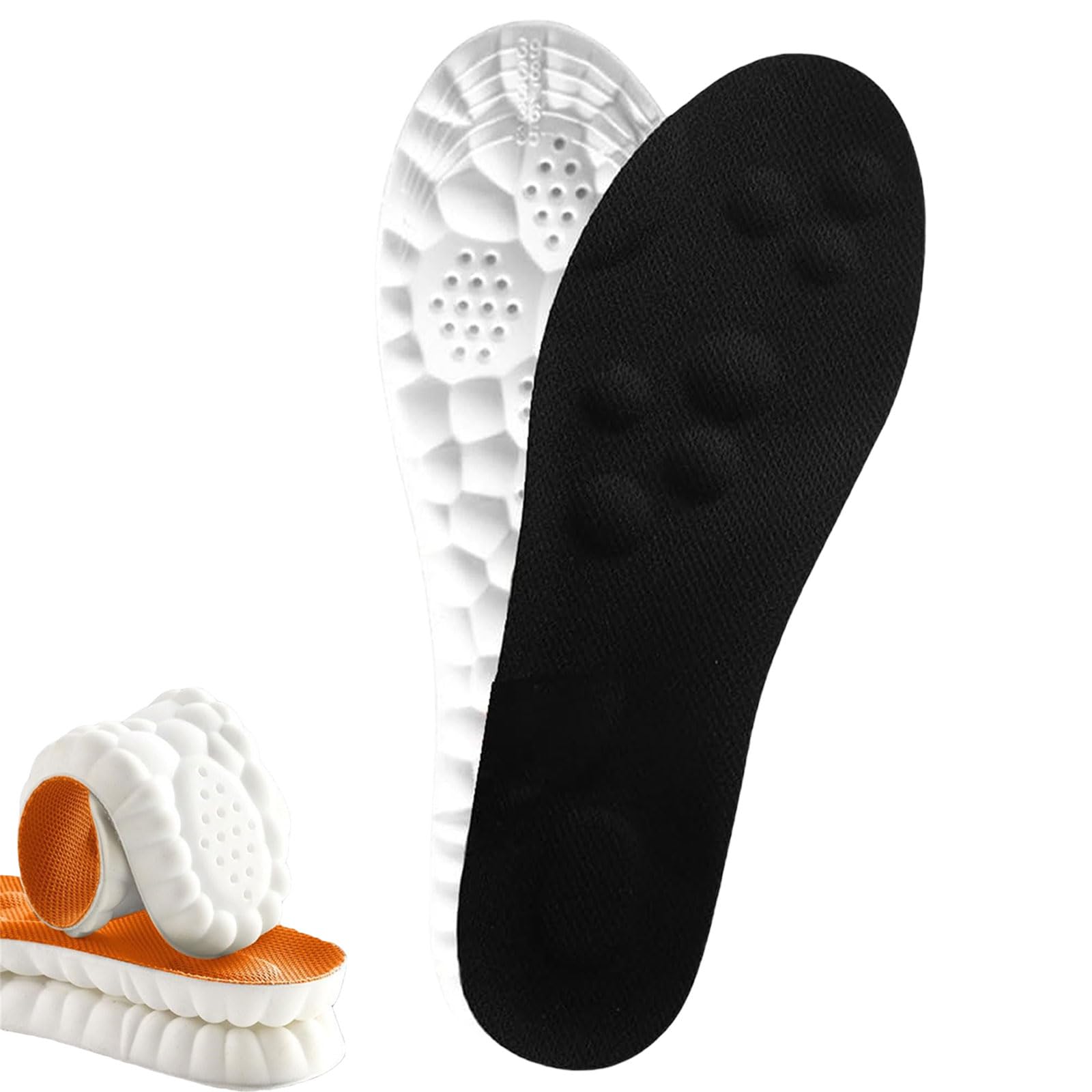 WOSLXM Insoles for Men Women, 2025 New Massage Insoles, Cloud Shoe Inserts Memory Foam Insole with Arch Support (1 Pair-Black,Men 11.5-12.5/Women 13-