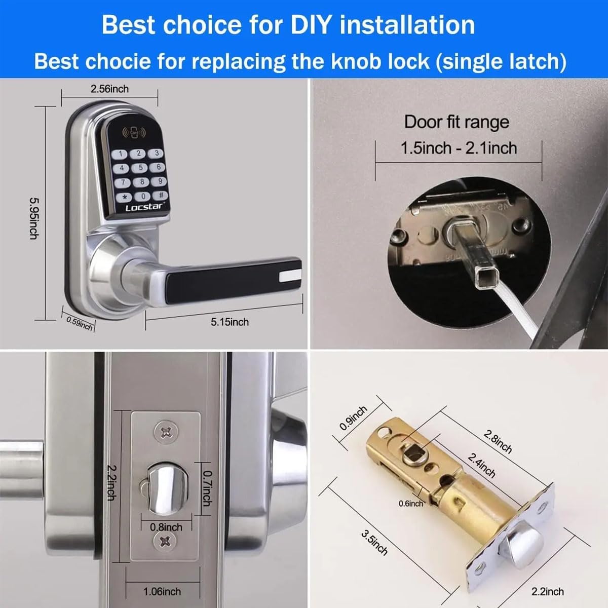 Image showing the backlit keypad of the Locstar smart lock in a nighttime setting, demonstrating clear visibility.
