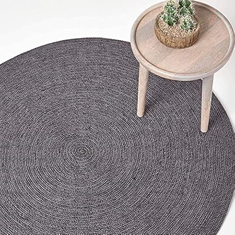 HOMESCAPES Grey and Black Handwoven Rug Cover